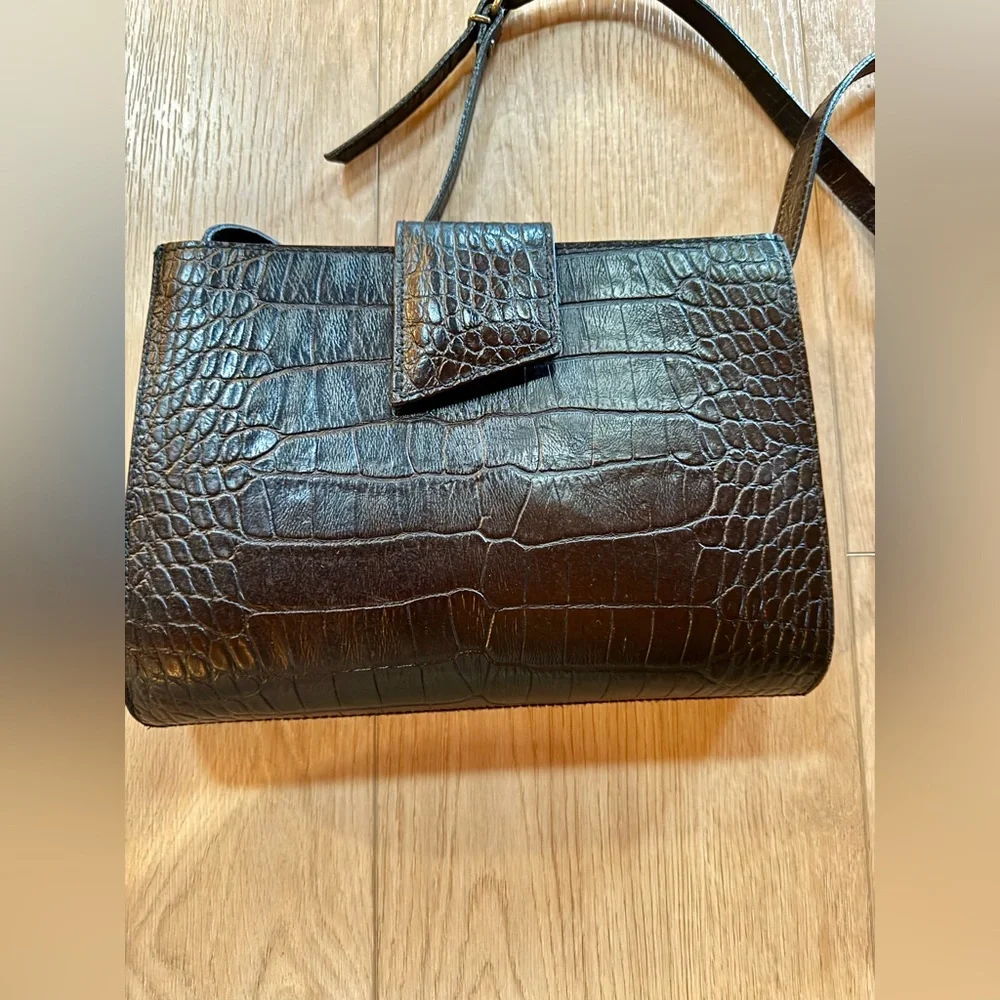 Vintage Liz Claiborne Black Crocodile-Embossed Purse - Picture 3 of 6